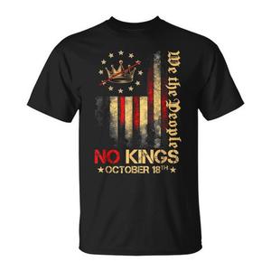 T-shirt No Kings Vintage con bandiera americana del 1776 ottobre 18 - Product Image 1
