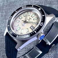 Orologio Meccanico Subacqueo Tandorio 62MAS Bianco Crema per Uomo, Vetro Zaffiro Bombato AR, Impermeabile 300m, Quadrante Argento
