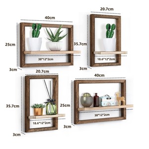 Creative <b>square</b> wooden picture <b>frame</b> wall hanging rack for home living room and bedroom wooden decorative shelf - Product Image 2