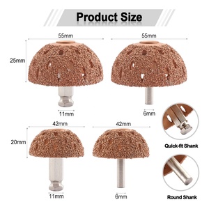 SHDIATOOL Cabezal de Pulido Tipo Cuenco de Acero de Tungsteno de 42/55mm con Vástago Redondo/de Ajuste Rápido <span class=keywords><strong>para</strong></span> Reparación de Neumáticos - Product Image 4