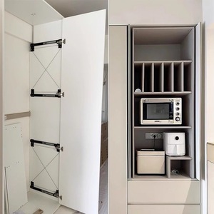 Concealed Revolving Door Track Wardrobe Hardware Double Damper Slide Black Zinc Alloy Modern Simple Style 455 Model Door Mount - Product Image 1