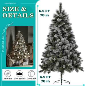 Árbol de Navidad artificial de <span class=keywords><strong>abeto</strong></span> <span class=keywords><strong>azul</strong></span> clásico preiluminado de 6,5 pies con luces LED, follaje de aguja PE, árbol de Navidad artificial - Product Image 3