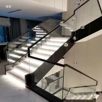 Garde-corps en verre sans cadre en alliage d'aluminium 25/30 et acier inoxydable pour escalier, intérieur, hôtel, maison, balcon, villa