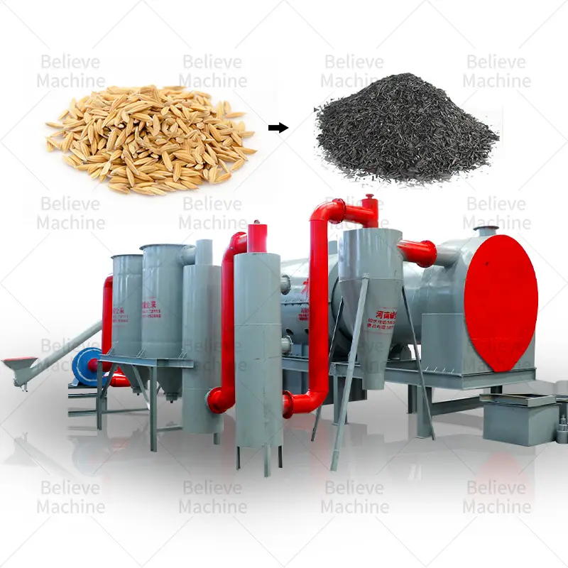 Máquina de procesamiento de biocarbón a precio de fábrica que utiliza horno de carbonización de cáscaras de arroz con estufas de carbonización de sistema de enfriamiento