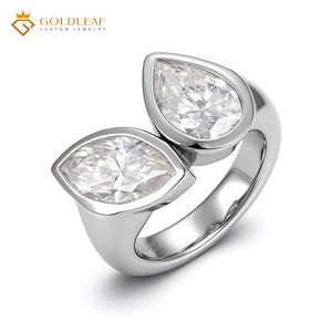 Goldleaf <b>925</b> <b>Silver</b> Pear Marquise Cut 3CT Moissanite <b>Ring</b> Classic Unisex Wedding Engagement GRA Certified Custom - Product Image 1