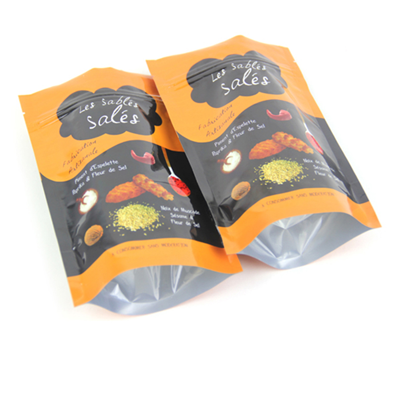 Recyclable stand up pouch zip lock dried resealable aluminum foil packaging bags