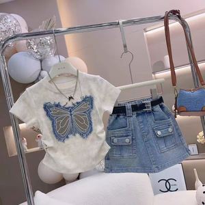 Nuovi Completi Estivi Casual per Bambine, Camicia Bianca Lunga con Colletto a Bambola in Pizzo e Jeans con Fiocco per 6 Anni - Product Image 6