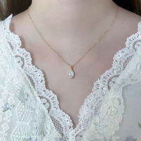 18K Gelbgold Labor-Gezüchteter Diamant-Anhänger Halskette Minimalistischer Marquise-Schliff Verstellbare Damen Feiner Schmuck Modische Halsketten Charm