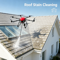 Drone de lavage avancé avec tête de pulvérisation oscillante réglable, six axes, pour la décontamination en profondeur des interstices de carreaux superposés et le nettoyage des toits
