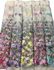 2024 nueva llegada tela de encaje de vestido de novia de alta calidad con tela de encaje de malla de flores
