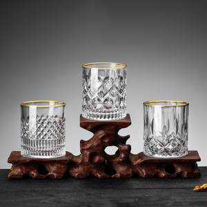 Vasos de chupito con borde dorado de lujo, vasos de cristal para whisky, vasos transparentes para beber Vodka escocés, Tequila Ron - Product Image 6
