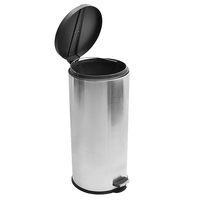 Poubelle en acier inoxydable de 30 L, design léger, poubelle à pédale, couvercle à levage, poubelle extérieure, poubelle de salle de bain, seau de rangement