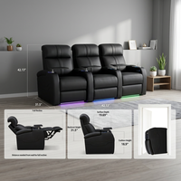 Canapé inclinable de luxe en cuir véritable à trois places, le plus vendu, avec mousse à mémoire de forme, pour home cinéma et salon, en bois