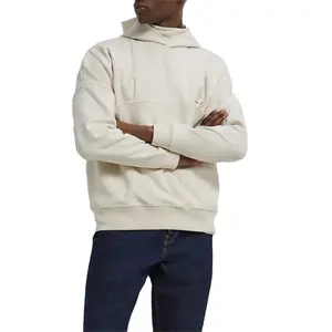 Custom plain cotton french terry men's white sweater 3d embossed crewneck logo sweatshirt hoodie for men