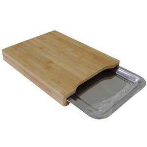 Planche à découper en bambou avec bac en acier inoxydable, grande taille, pour la cuisine domestique, antibactérienne et résistante à la moisissure. - Product Image 4