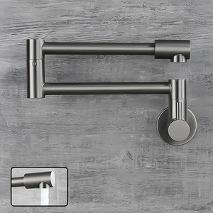 Rubinetto da Cucina Moderno in Acciaio Inox 304 Montato a Parete <span class=keywords><strong>Miscelatore</strong></span> per Lavello in Ottone <span class=keywords><strong>con</strong></span> Doccetta Estraibile - Product Image 2