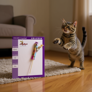 Bastoncino Giocattolo per Gatti con Topo in Stoffa, Divertimento per Felini - Product Image 2