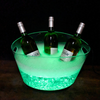 Secchiello per Ghiaccio Luminoso per Feste all'Aperto e Matrimoni, Ricaricabile, con Doppio Manico, Illuminazione LED, Secchiello per Vino in Plastica