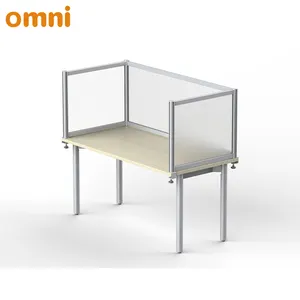 Marco de aluminio Plexiglás esmerilado/PET/Acrílico Escritorio Divisor Partición Montaje Pantalla de escritorio
