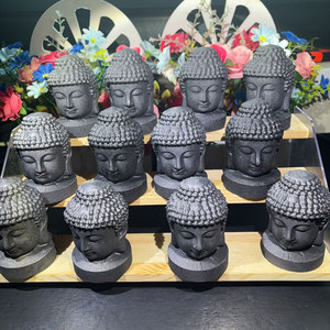 Vendita calda cristalli intaglio artigianato intagliato a mano Buddha personalizzare 8cm Shungite Buddha testa per la decorazione - Product Image 2