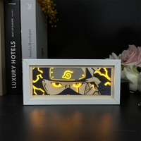 Lampe en papier découpé Anime Hokage, lampe rectangulaire en papier 3D, décoration de table pour chambre à coucher, dortoir, cadeau, cadre photo, peinture