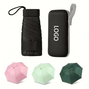 New Mini 5 Folding Flat Handle Umbrella Pocket Size Anti Uv Protection Compact <b>Small</b> Umbrellas for Rain - Product Image 1