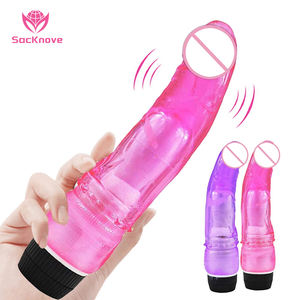 SacKnove tipo di batteria vibrante Tpe cristallo Vagina realistico pene bacchetta massaggiatore punto G vibratore Dildo adulto per le donne - Product Image 1