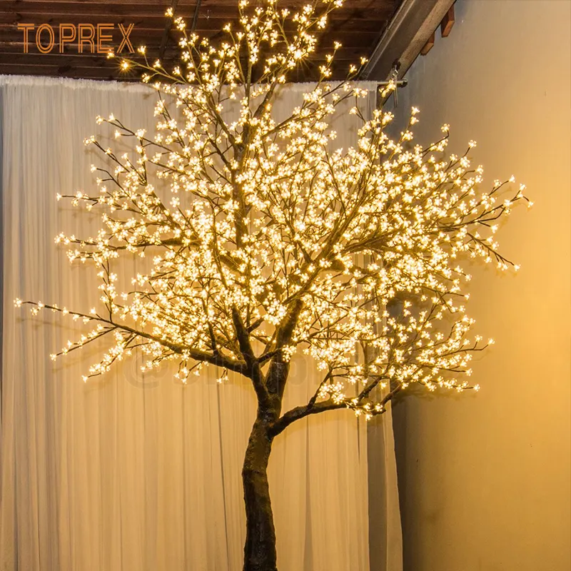 Toprex nhà máy trực tiếp bán buôn vườn đường phố bên kỳ nghỉ trang trí ngoài trời LED thắp sáng nhân tạo cây anh đào Blossom lam