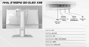 จอ MSI MAG 272QPW QD-OLED X28 สีขาว ขนาด 27 นิ้ว 2K 280Hz OLED 0.03ms(GTG) จอเกมมิ่งอีสปอร์ต รุ่น CN - Product Image 6