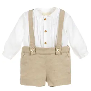 Großhandel Kinder Weißes Hemd Overalls Shorts Boutique Outfits Kinder Baby Anzüge Jungen Kleidung Kleinkind Jungen Kleidung Sets