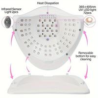 Lampu Kuku UV LED 72 Lampu dengan Sensor Otomatis, Pengering Kuku, Mesin Pengeras untuk Rumah dan Salon