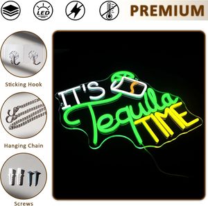 Letrero Luminoso de Neón 'Es Hora de Tequila', Multicolor, con Enchufe, Texto Estático, Decoración de Pared, Decoración de Bar - Product Image 6