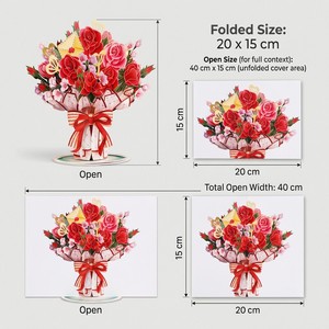 3D Flower Pop Up Greeting Card Bouquet Paper Standing Card for Birthday Party <b>Gift</b> - Product Image 4