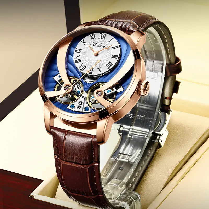 Double Tourbillon Automatic Mechanical Watch Men'S Wristwatch Cool Wrist Watches For Men