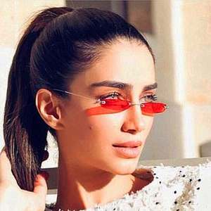 Nouvelles Lunettes de Soleil Rétro 2019 pour Femmes, Logo Personnalisé, Mignonnes, Petites, Fines, Sans Monture, Rectangulaires - Product Image 1