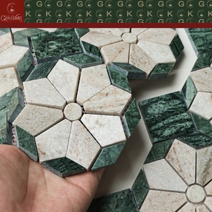 Mosaico de Mármol con Diseño de Estrella Octogonal Verde y Blanco GOLDKING, Montado en Malla, Suministro Directo de Fábrica, Personalizable - Product Image 6