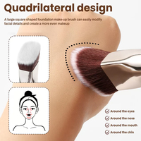 Pinceau de maquillage professionnel noir en bois, synthétique, végétalien, de qualité supérieure, pour fond de teint, marque privée, vente en gros
