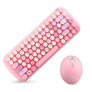 MOFii Kombo Mouse Keyboard nirkabel 2.4G, Mouse Kombo dengan Keycaps warna-warni, Mouse Keyboard untuk peningkatan produktivitas