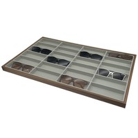 Présentoir en bois à 24 fentes pour lunettes de soleil, intérieur blanc, support pour lunettes, organisateur de lunettes, étui de rangement pour comptoir de magasin de détail