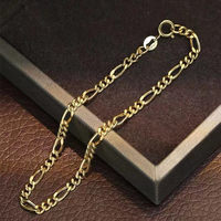 18K Gold 3 MM Figaro-Kettenarmband Anpassbare Länge Unisex Gliederarmband für Männer Frauen Feiner Schmuck Gold-Lieferant Großhandelsangebot