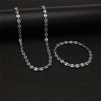 Ensemble de bijoux en acier inoxydable pour hommes, joaillerie européenne PVD 18K, plaqué or, en forme de grains de café, chaîne, collier de Hip hop, à la mode, 8 pièces