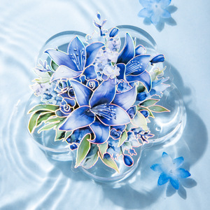 20 Pcs/Pack PET Autocollants Fleur Bleue Mer Série Bleu Thème Main Compte DIY Autocollants Décoratifs 6 Modèles - Product Image 1