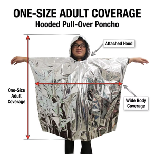 Poncho d'urgence en feuille de Mylar 50x80 pouces en polypropylène, équipement de survie imperméable pour l'escalade en extérieur - Product Image 6
