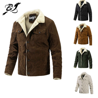 Veste décontractée épaisse en molleton respirant à col montant et manches longues en velours côtelé pour homme LULUSEN Sport Warm Winter