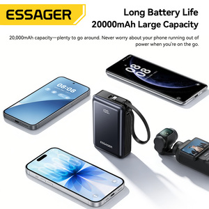 <span class=keywords><strong>Batterie</strong></span> <span class=keywords><strong>externe</strong></span> portable mini Essager F2026Pro USB-C 65W à charge rapide 20000 mAh pour téléphone avec câble Type C - Product Image 3