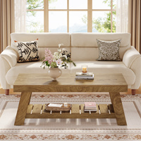 Table basse rectangulaire Tribesigns de 47,24 pouces, tables centrales en bois de style farmhouse pour salon, table d'appoint rustique à 2 niveaux