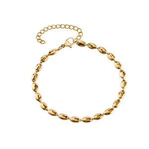 Bracelet chaîne en forme de grains de café en acier titane plaqué or 18 carats pour femme, élégant et tendance, à porter au quotidien - Product Image 5