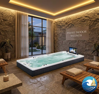 Piscine à contre-courant professionnelle sans fin 4800 mm H-5506 9,5 kW haute puissance avec LED et audio pour exercice, spa de nage moderne pour hôtels et villas
