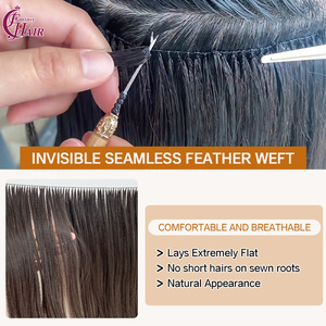 #4 Châu Âu đôi rút ra lông phần mở rộng tóc handmade vô hình 100% tóc con người lông tóc sợi ngang mở rộng - Product Image 3