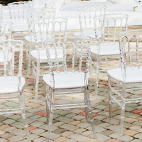 Transparenter Chiavari-Stuhl aus Kunststoff für Hochzeiten und Events, Moderner PC-Acryl-Stuhl, Stapelbarer Bankett- und Barstuhl